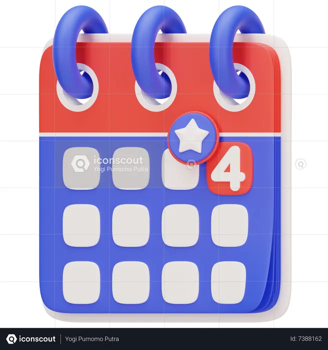 4. Juli Kalender  3D Icon