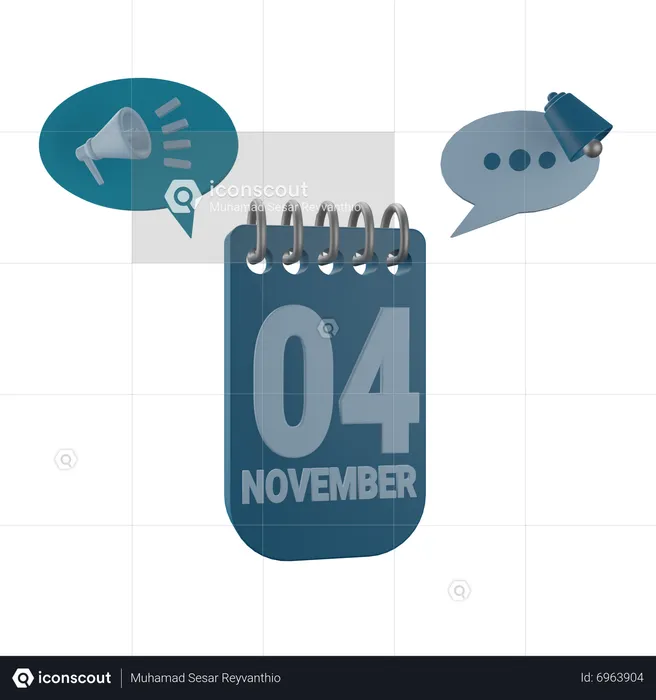 4 November  3D Icon