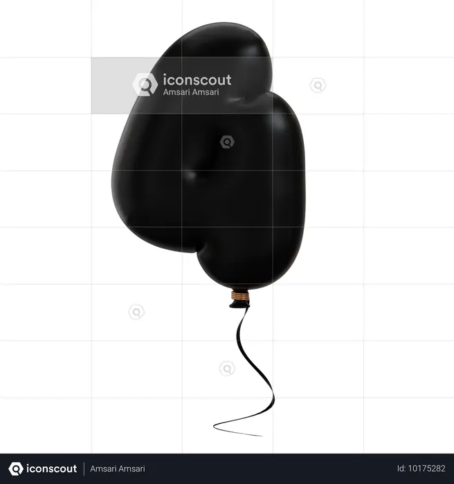 4 number balloon  3D Icon