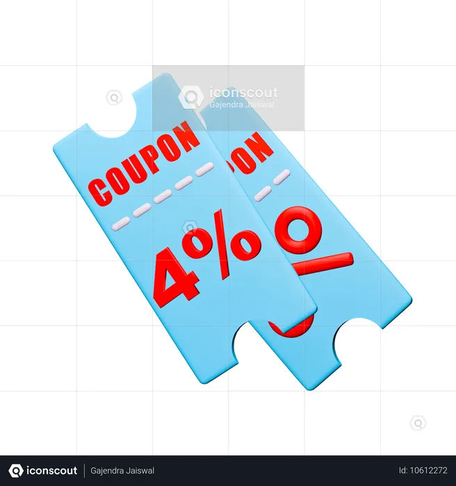 4% Rabatt-Gutschein  3D Icon