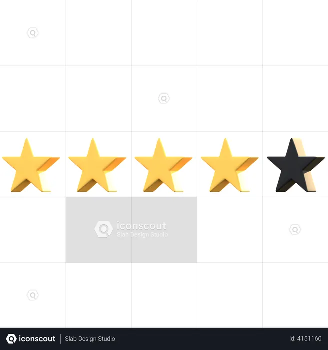 4 Star Rating Emoji 3D Illustration
