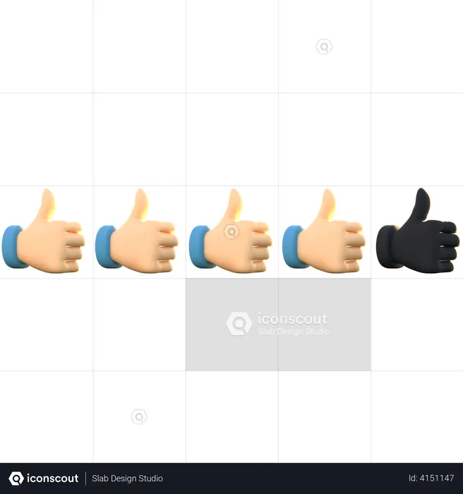 4 Thumb Rating Emoji 3D Illustration