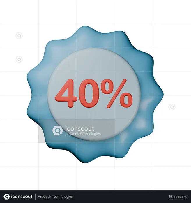 40% Discount Badge  3D Icon