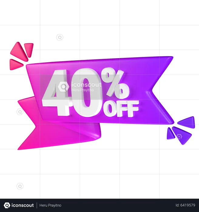 40% Discount Tag  3D Icon