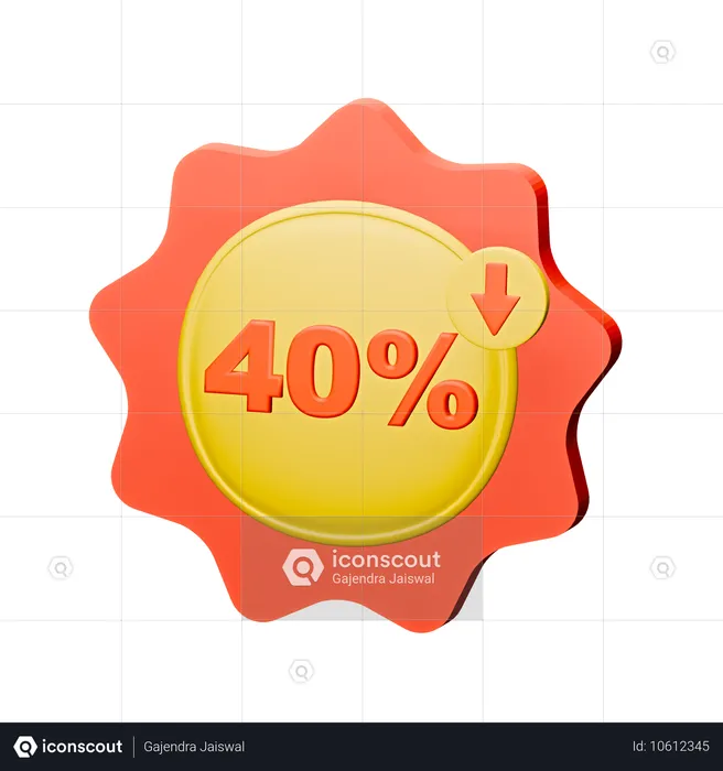 Insignia de 40% de descuento  3D Icon