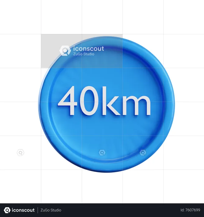 40 Km Speed  3D Icon