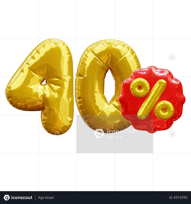 40 percent  3D Icon
