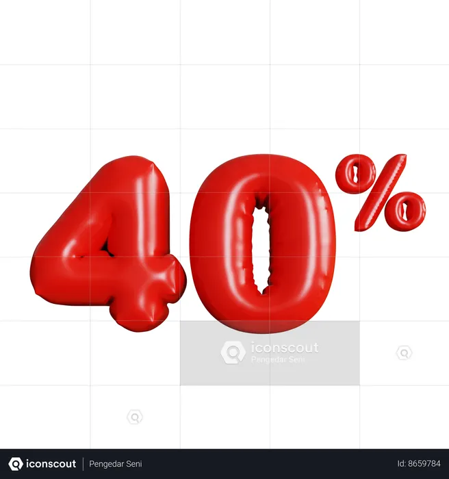 40 Percent Discount  3D Icon