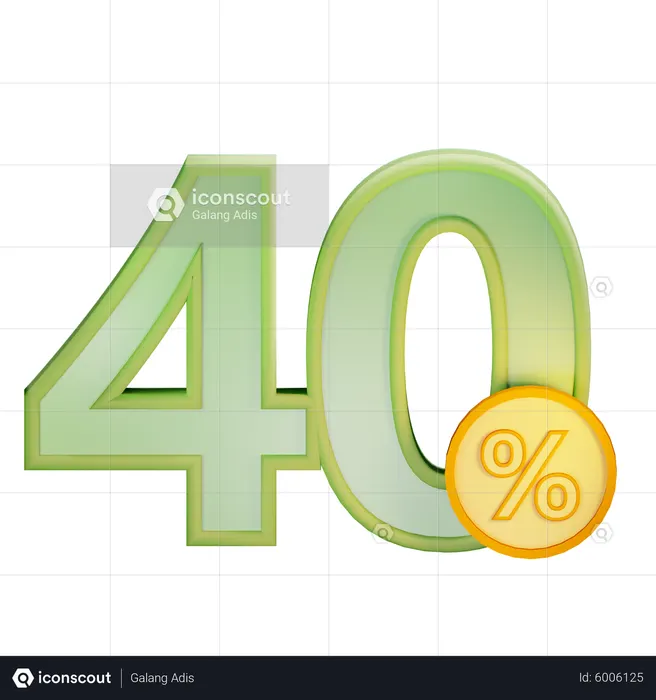40 Percent Discount  3D Icon