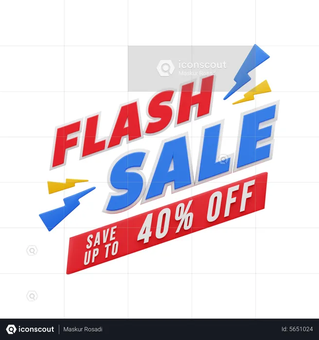 40 Percent Flash Sale  3D Illustration