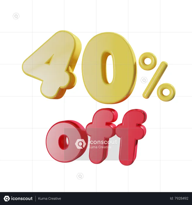 40 Percent Off  3D Icon