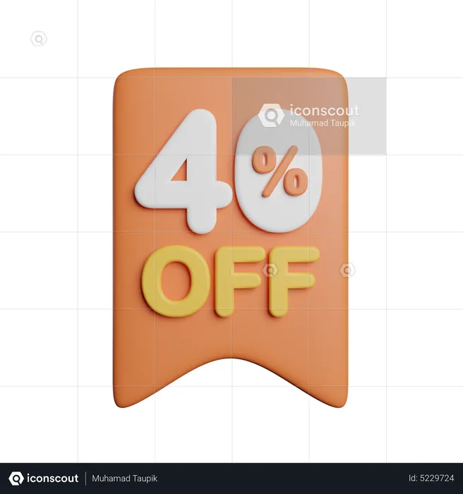 40 Percent Off Badge  3D Icon