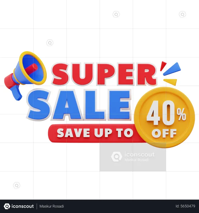 40 Percent Super Sale  3D Illustration