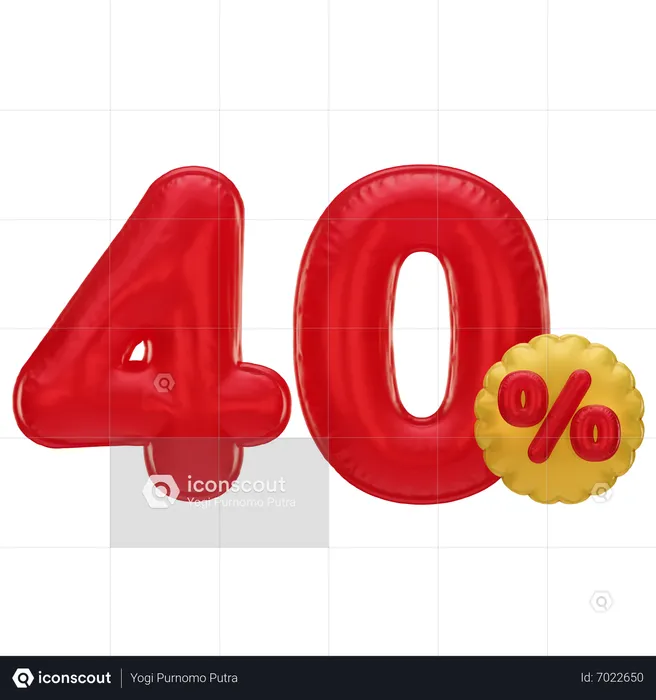 40 por cento de desconto  3D Icon