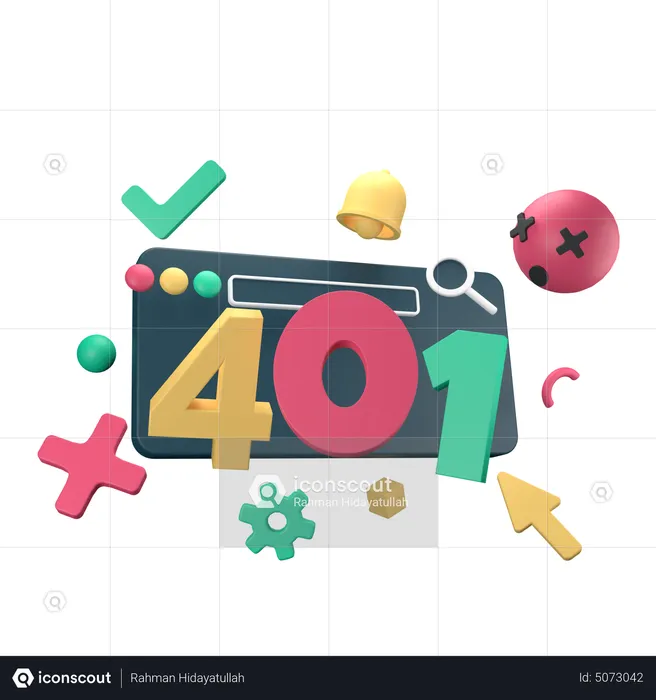 401 Unauthorized Error  3D Icon