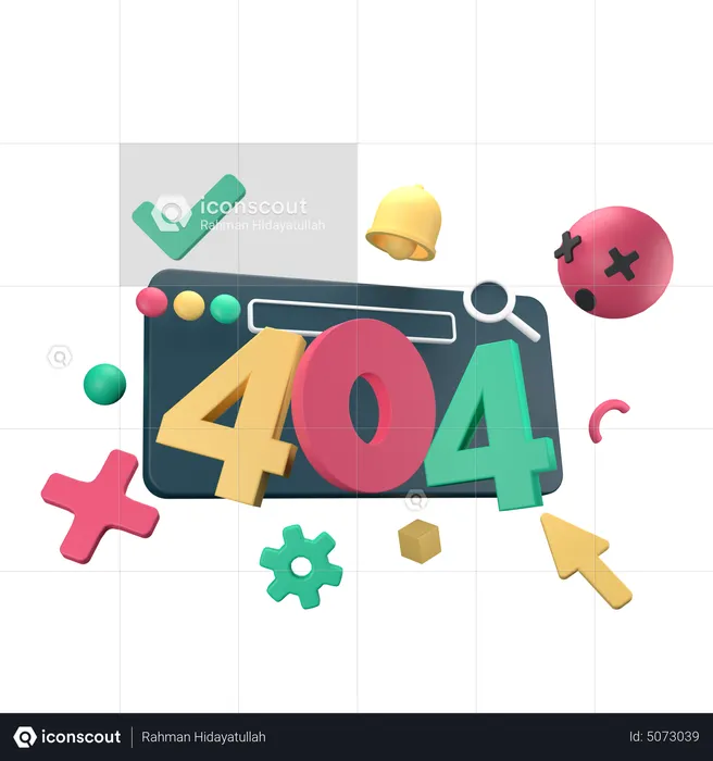 404 Four Not Found Error  3D Icon