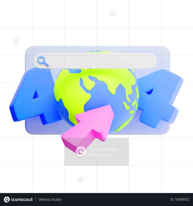 404 Not Found Over Globe  3D Icon