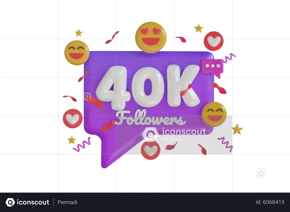 40k Followers  3D Icon