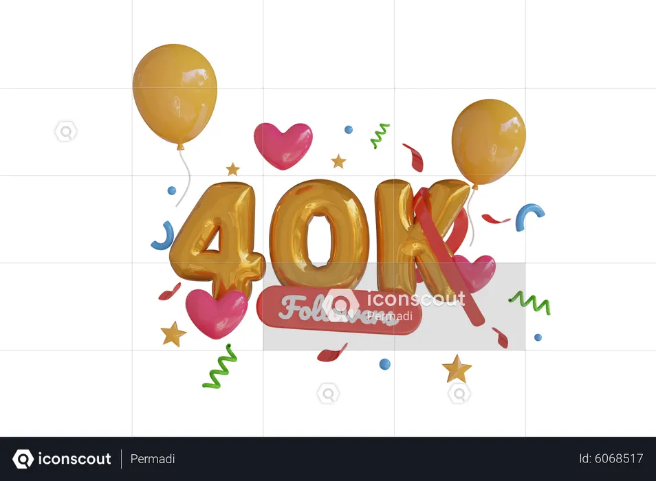 40 mil seguidores  3D Icon