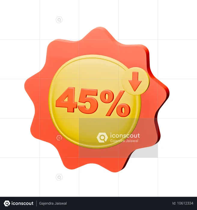 45%割引バッジ  3D Icon