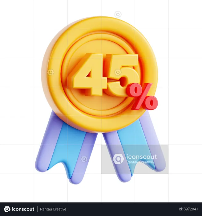 45 Percentage  3D Icon