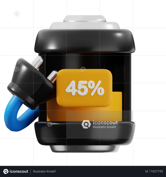 45 por cento de bateria  3D Icon