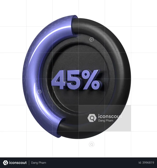 45 Prozent Kreisdiagramm  3D Illustration