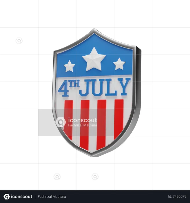 4th July Badge  3D Icon