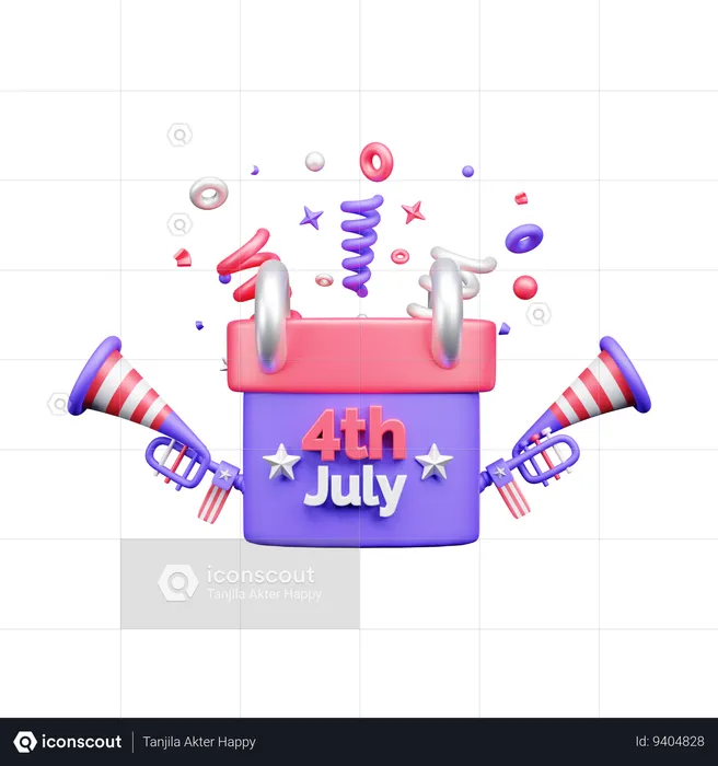 4th July calendar  3D Icon