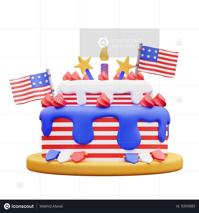 4th Of July Cake  3D Icon