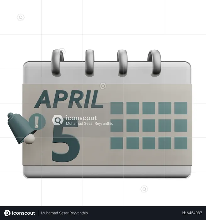 5 April  3D Icon