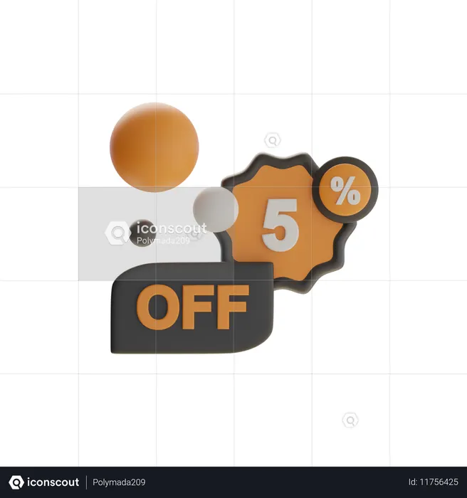 Badge de 5 % de réduction  3D Icon