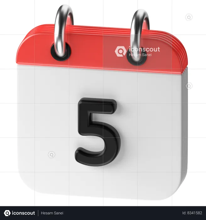 5 Date  3D Icon