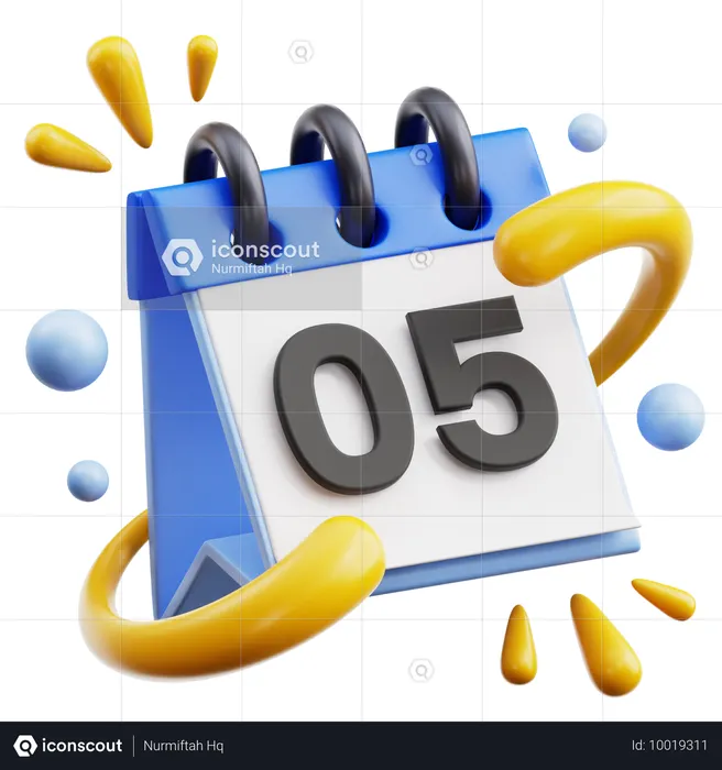 5 Date  3D Icon