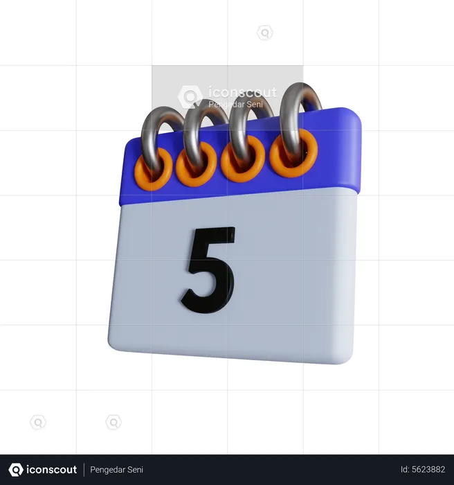 5 Date  3D Icon