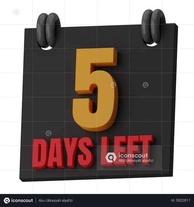 5 Days Left  3D Icon