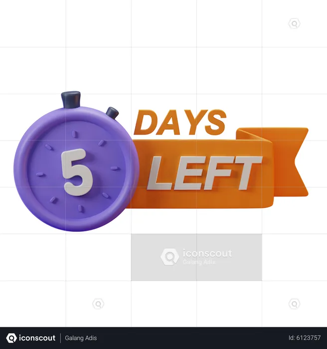 5 Days Left  3D Icon