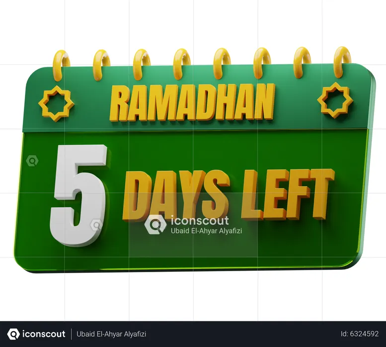 5 Days Left to Ramadan  3D Icon