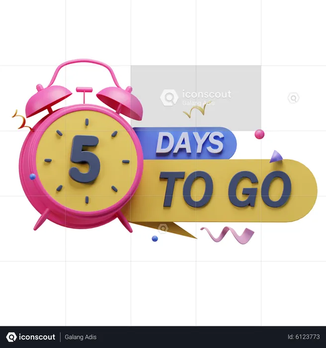 5 Days To Go  3D Icon
