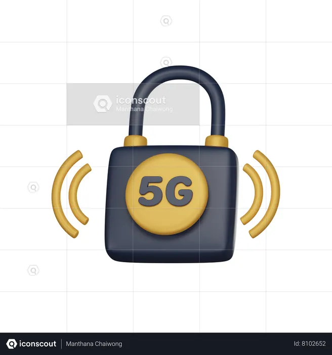 5 G Lock  3D Icon