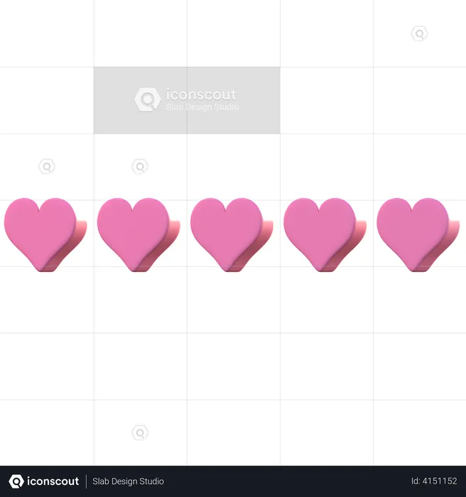 5 Heart Rating Emoji 3D Illustration