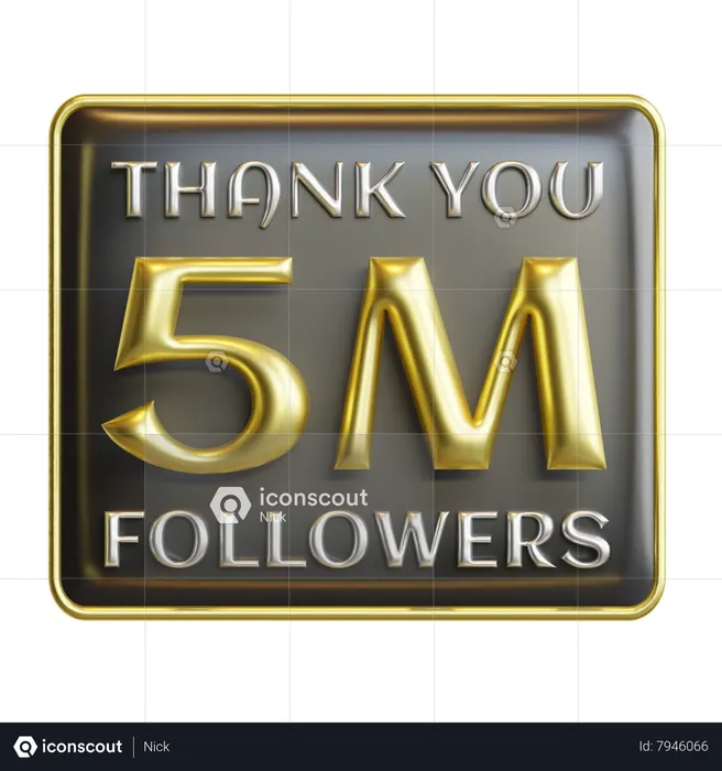 5 M Followers  3D Icon