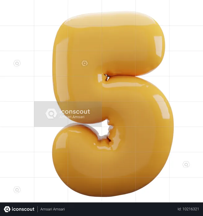 5개의 숫자 풍선 Emoji 3D Icon