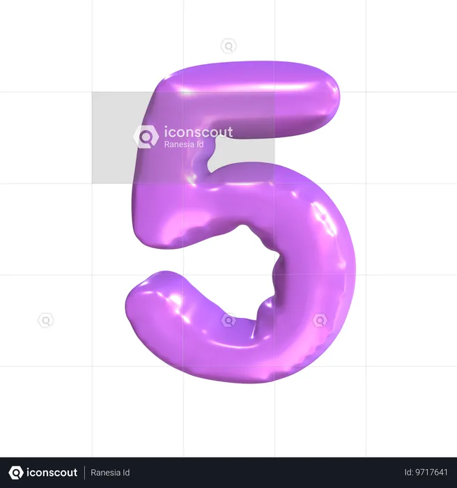 5 número  3D Icon