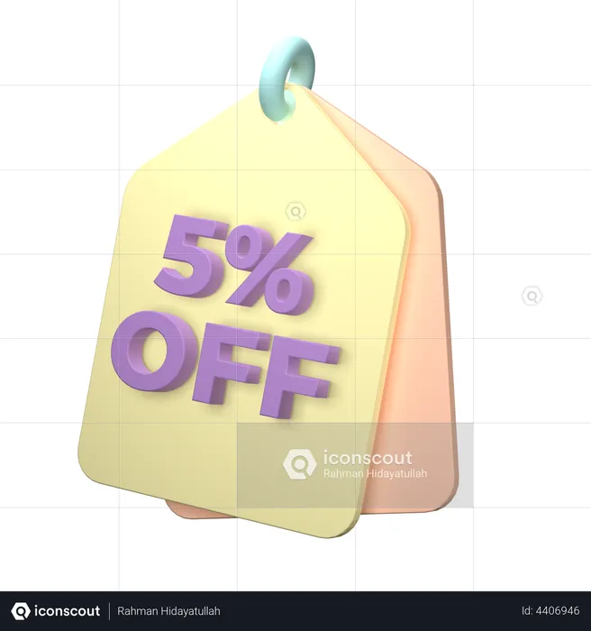 5 Percent Discount  3D Illustration