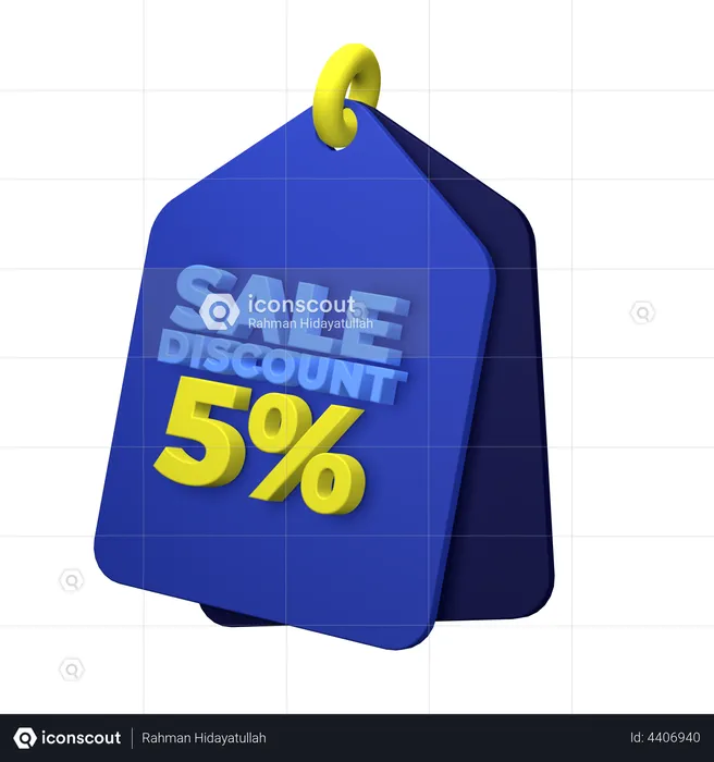 5 Percent Discount  3D Illustration