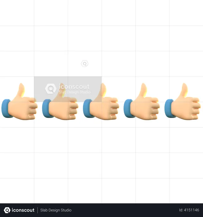 5 Thumb Rating Emoji 3D Illustration