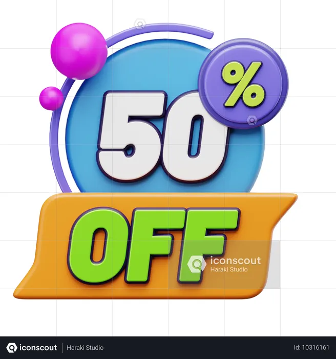 50% de desconto  3D Icon