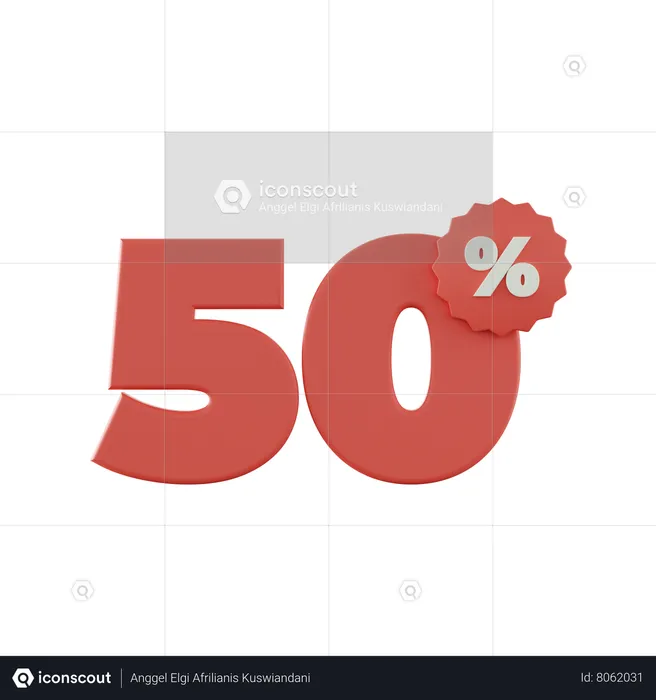 50 por cento de desconto  3D Icon