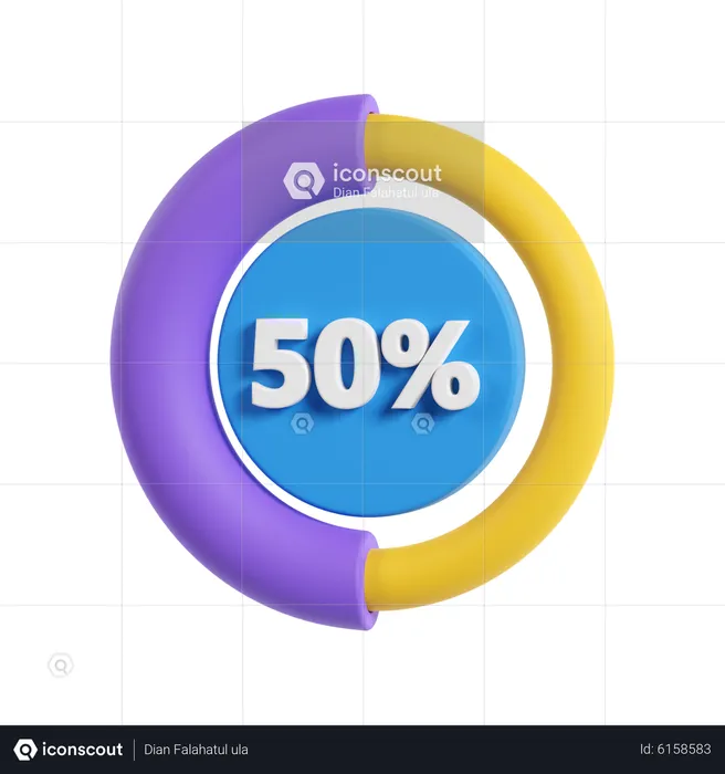 50 por cento de progresso  3D Icon